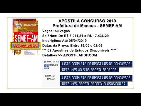 Apostila Concurso Prefeitura de Manaus 2019 PDF Digital e Impressa