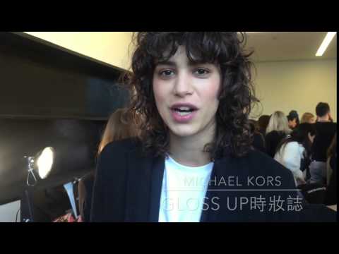 Mica Arganaraz say hello at Michael Kors 2016 fall backstage
