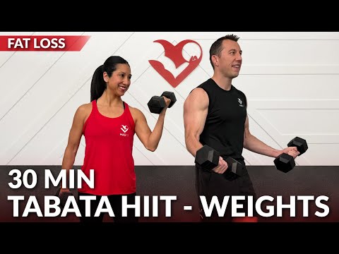 30 Min Tabata HIIT Workout for Fat Loss with Weights - Full Body Workout with Dumbbells at Home