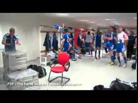 Faroe Islands celebrate their 1-0 win...