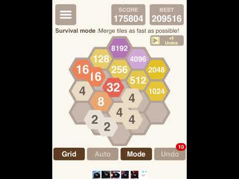 2048 hexagon survival mode: my first ever 16384 tile (read description)