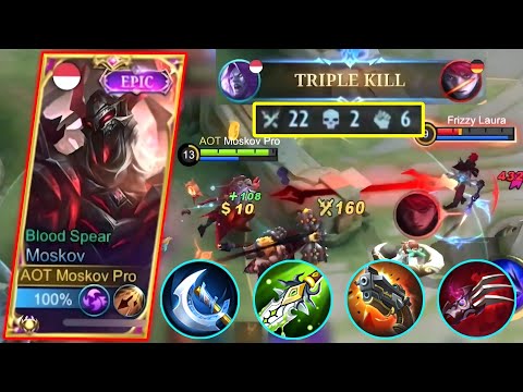 22 Kills!! Moskov Broken Item!! - Build Top 1 Global Moskov ~ MLBB