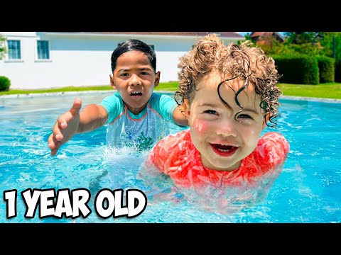 Zakyius Teaches Baby Zely To Swim ALONE In Our Pool *emotional*