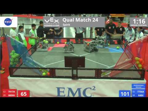 VEX Worlds 2016 - VRC Middle School - Spirit - Qual 24 (7917A 8059X) 234 vs 197 (7756A 6484)