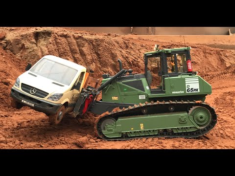 RC DOZER - KOMATSU D65 - TRUCK TOWING