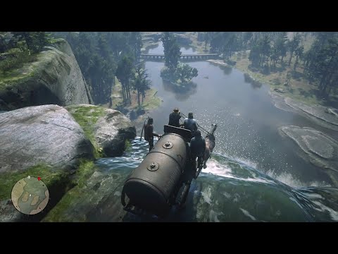 RDR2 - Jumping on an Oil Wagon from High Cliffs
