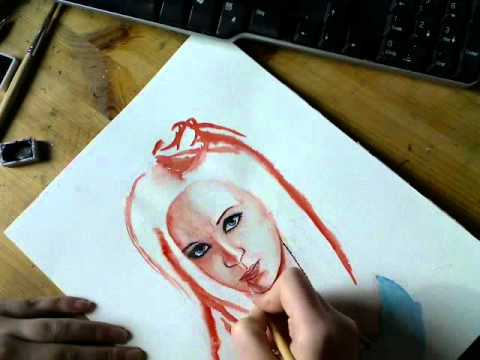 Manuela Kraller (Xandria) - Watercolor painting (speed up)