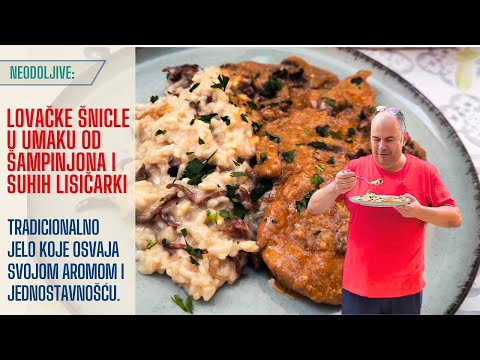 Kako spremiti LOVAČKE ŠNICLE i kremasti rižoto od suhih  gljiva? 🍄🍄