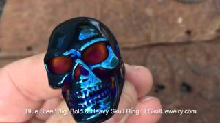 BLUE STEEL   Big, Bold &amp; Heavy Skull Ring