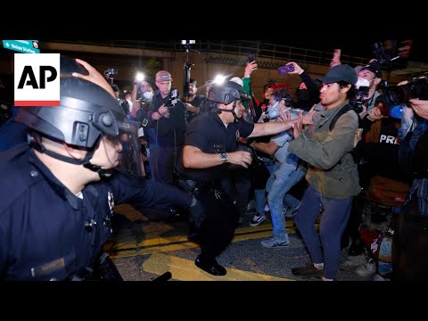 Aerial video shows protesters in Los Angeles for anti-ICE demonstration