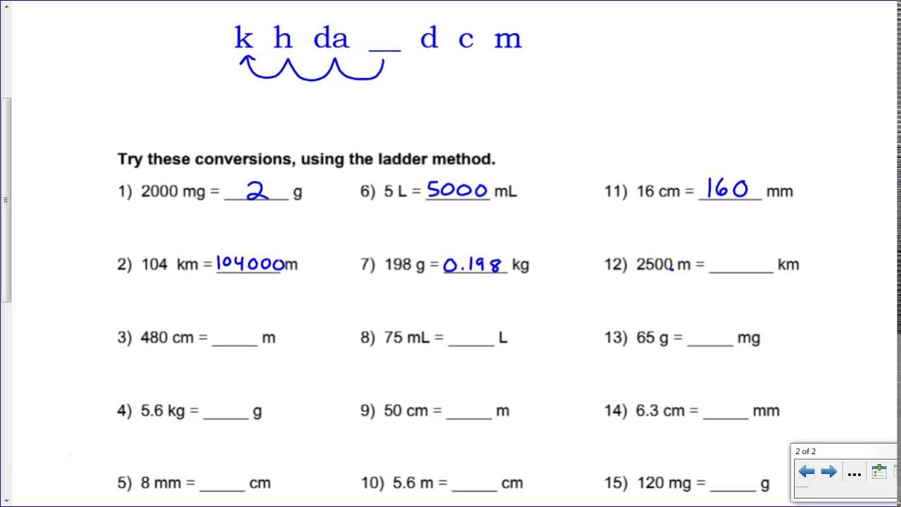 Metric Mania Conversion Practice - Key