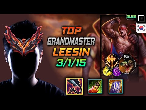 GrandMaster Top Lee Sin Build Goredrinker Conqueror - Lee Sin Top vs Renekton - LOL KR 12.22