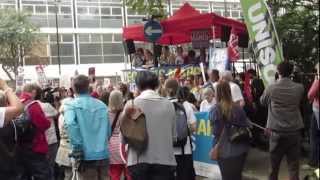 NHS March Pt 1.  Billy Bragg sings 'Upfield' in Red Lion Square