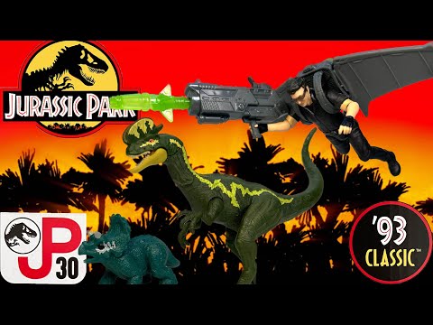 Mattel Jurassic Park Dr. Ian Malcolm Glider Escape Pack Review! JP30 ‘93 Classic Dilophosaurus
