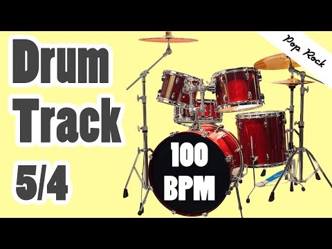 Pop Rock - Drum Loop - 5/4 - 100 BPM - Straight Beat - Part 2 of 3 - Visual Metronome