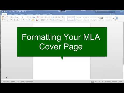 MLA: Formatting Your Cover Page