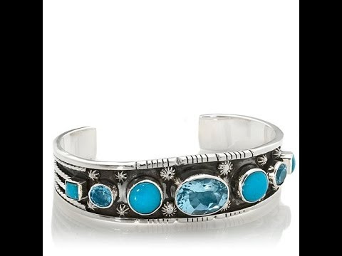 Chaco Canyon Turquoise and Blue Topaz Star Cuff
