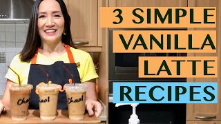 ICED COFFEE: VANILLA LATTE - 3 WAYS: USING REGULAR BREWED COFFEE, , INSTANT COFFEE & ESPRESSO SHOTS