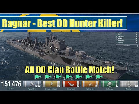 Ragnar the Best DD Hunter! | All DD Clan Battle! | World of Warships