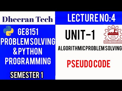 Ge8151problem Solving And Python Programming Psppmanojkumar Lectures Pseudo Code