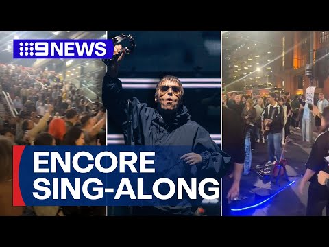 Local busker draws crowd of thousands after Oasis concert ends | 9 News Australia