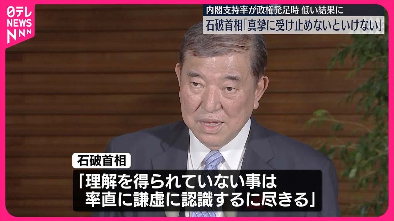 【“低い”内閣支持率】石破首相「真摯に受け止めないといけない」