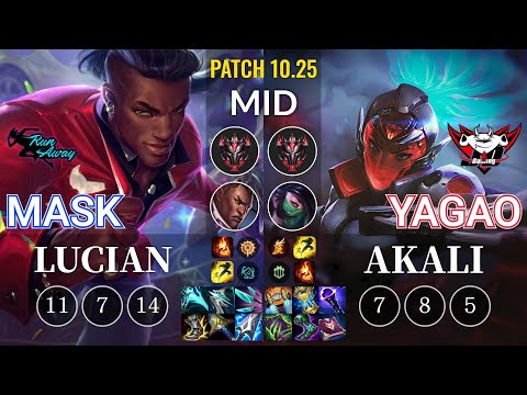 RNW Mask Lucian vs JDG Yagao Akali Mid - KR Patch 10.25