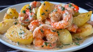Creamy Garlic Shrimp and Potatoes, Perpaduan Udang dan Kentang dengan Saus Krim Bawang Putih