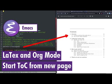 Org-mode - LaTex start ToC from new page