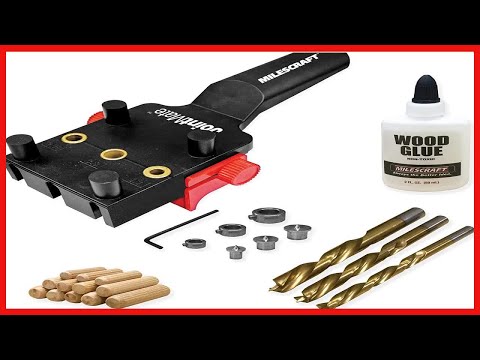 Milescraft 1333 Dowel Jig Kit - Handheld Dowel Jig with 3 Metal Bushing Sizes (1/4in, 5/16in, 3/8in)