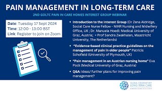 Pain Management in Long-Term Care Facilities. GOLTC webinar recording, 17 September 2024