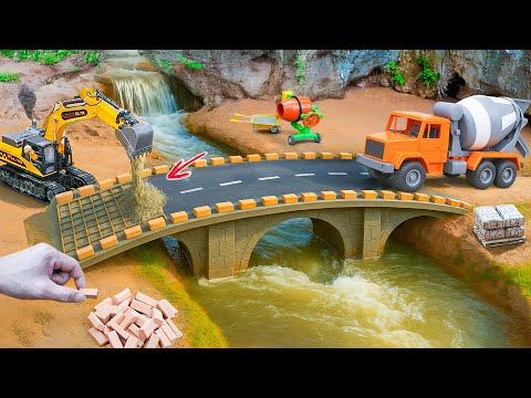 Bridge Collapse Accident - DIY Mini Truck Builds Brick & Metal Railing Bridge | @MinMinTractor