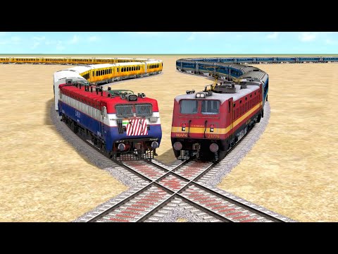 TWO TRAINS CROSSING AT DIAMOND CROSSING — Train Simulator 2022 - Indian Railways #RailroadCrossing