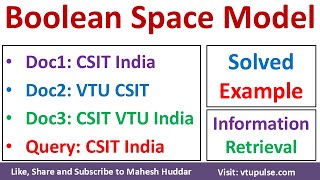 Boolean Space Model – Solved Example Information Retrieval Machine Learning by Vidya Mahesh Huddar
