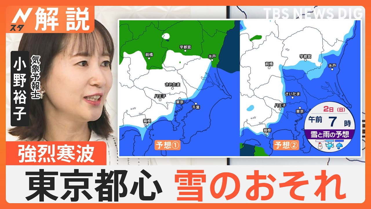 東京都心も日曜に雪のおそれ、気象予報士「中学入試、念のため雪への備えも」 来週にかけ強烈寒波続く【Nスタ解説】｜TBS NEWS DIG