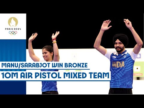 Bhaker & Singh win India's 2nd bronze! 🥉🇮🇳 | Shooting 10m Pistol Mixed Team | Paris 2024 Highlights