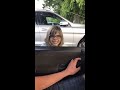 Funny girl nose against car window ????