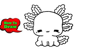 🎨 How to Draw a Cute Axolotl | Easy Drawing for Kids 🖍️
