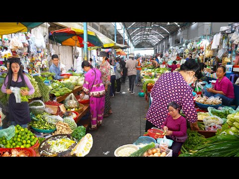 Routine Food & Lifestyle @ Boeng Trabek Market - Vegetables, Fish, Pork, & More
