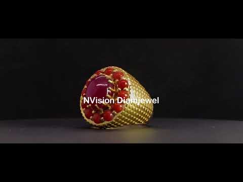 Dominator ruby and coral gold men's ring