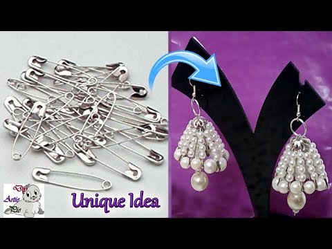 #99 Unique Diy Idea with Safety Pin | Jhumkas making with Safety Pin -Innovative Idea-Jewelry Making
