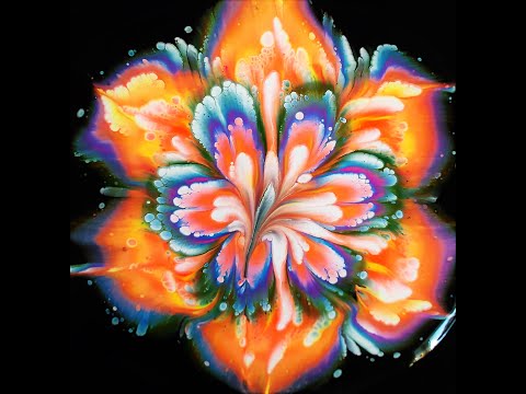 272 CUP BOTTOM reverse flower dip  #flowerdip  #AcrylicPouring #cup bottom pour