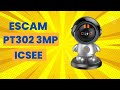 ESCAM PT302 3MP 1296P WiFi PTZ Camera Wireless AI Humanoid Detection IR Night Vision iCam365 APP