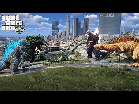 Godzilla, Biollante vs Shin Godzila, Spacegodzilla ( GTA V Mods )