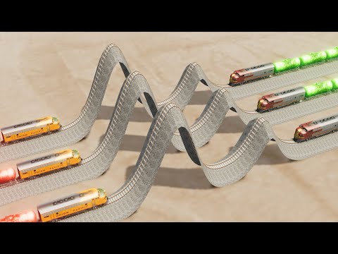 Impossible Triple Two In One Big & Small Speed Rail Tracks Vs Trains Crossing - BeamNG.Drive