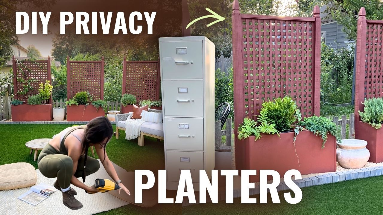 I Turned Filing Cabinets Into a DIY Privacy Planter Wall | DIY Privacy Screen with Planters