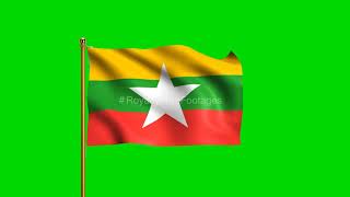 Myanmar National Flag | World Countries Flag Series | Green Screen Flag | Royalty Free Footages