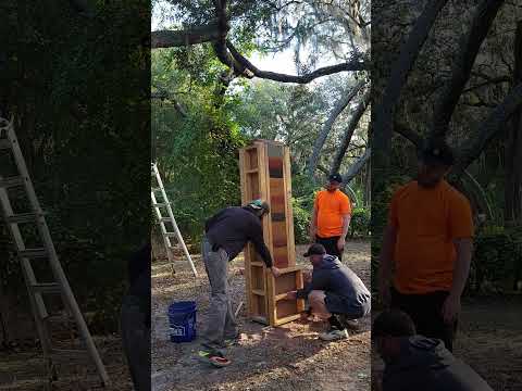 Rammed Earth Column Revealing #rammedearth #diyprojects  #construction