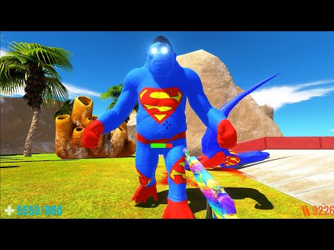 DEATH RUN vs SUPERMAN TEAM with EVERY WEAPON FPS PERSPECTIVE - Animal Revolt Battle Simulator