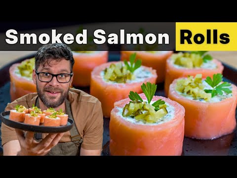 Smoked Salmon Cream Cheese Rolls | Easy Party Canapés